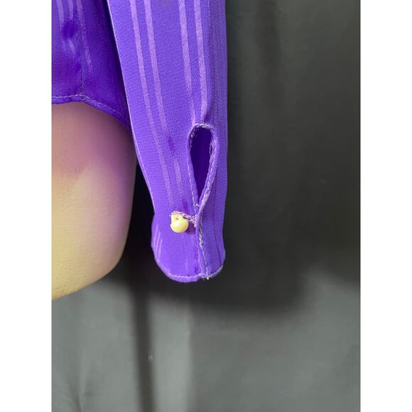 Vintage Rayon Purple Blouse, Marie Claire, Long Sleeves, Side Tie, Scoop Bottom - Picture 5 of 7